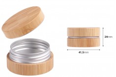 Aluminijumska kutijica 15 ml spoljašnji deo od bambusa sa unutrašnjom zaptivkom u zatvaraču – 12 kom