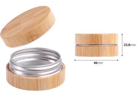 Aluminijumska kutijica 15 ml spoljašnji deo od bambusa sa unutrašnjom zaptivkom u zatvaraču-dimenzije_slike