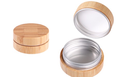 Aluminijumska kutijica 30 ml spoljašnji deo od bambusa sa unutrašnjom zaptivkom u zatvaraču-slika_proizvoda