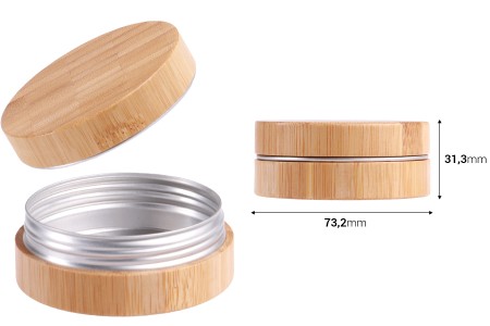 Aluminijumska kutijica 60 ml spoljašnji deo od bambusa sa unutrašnjom zaptivkom u zatvaraču-dimenzije_slike