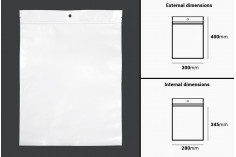 Plastična zip kesica 300x400mm sa belom zadnjom i providnom prednjom stranom i rupom za kačenje - 100 kom
