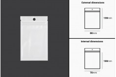 Plastična zip kesica 80x130mm sa belom zadnjom i providnom prednjom stranom i rupom za kačenje - 100 kom