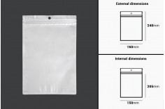 Plastična zip kesica 160x240mm sa belom zadnjom i providnom prednjom stranom i rupom za kačenje - 100 kom