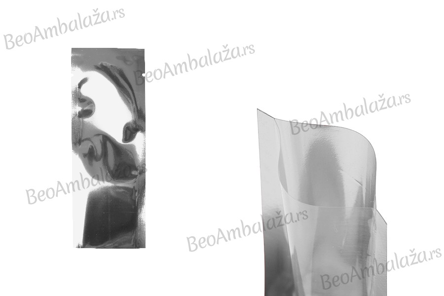 Aluminijumska kesa 55x150mm sa providnom prednjom stranom i mogućnošću toplotnog zatvaranja - 100 kom
