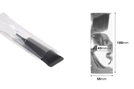 Aluminijumska kesa 55x150mm sa providnom prednjom stranom i mogućnošću toplotnog zatvaranja - 100 kom-dimenzije_slike