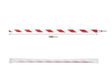 Papirne slamčice, ekološke 195x6 mm u raznim bojama - 100 kom (pojedinačno pakovanje)-2