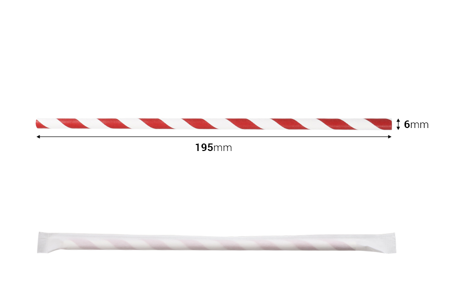 Papirne slamčice, ekološke 195x6 mm u raznim bojama - 100 kom (pojedinačno pakovanje)