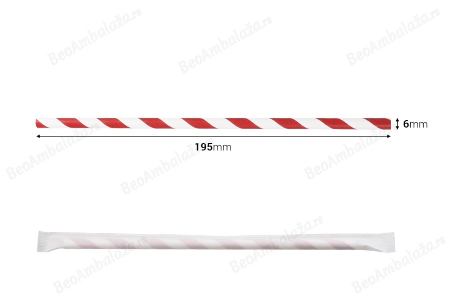 Papirne slamčice, ekološke 195x6 mm u raznim bojama - 100 kom (pojedinačno pakovanje)-dimenzije_slike