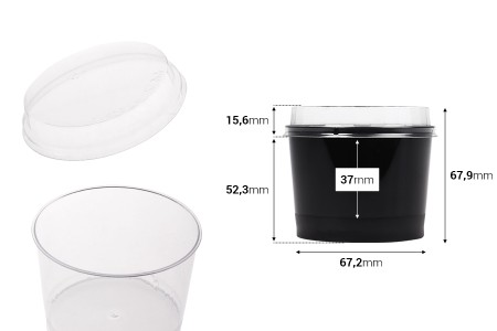Plastična providna čašica 200mL sa poklopcem - 50 kom-dimenzije_slike