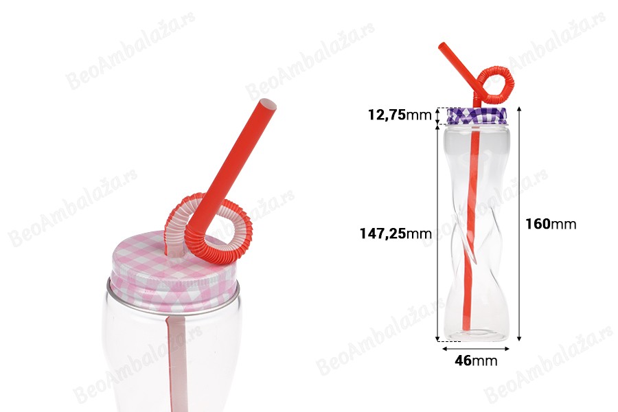 Staklena flašica 100mL sa zatvaračem i slamčicom, više boja-dimenzije_slike