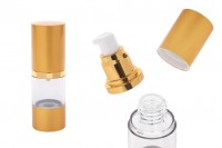 Airless plastična flašica 15mL za kreme sa aluminijumskom osnovom i aluminijumskim zatvaračem u MAT zlatnoj boji