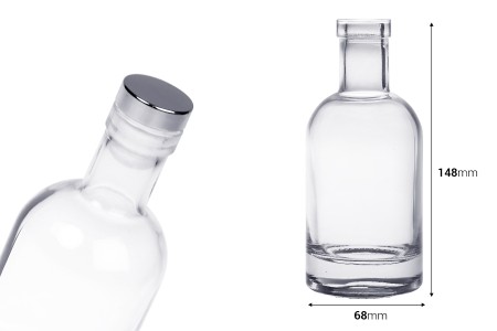 Staklena okrugla flašica 200 mL - 20 kom-dimenzije_slike