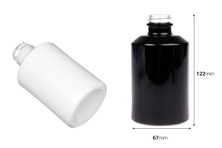 Staklena cilindrična flaša 250mL u crnoj ili beloj boji-dimenzije_slike