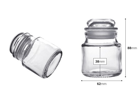 Staklena providna tegla 100mL sa staklenim poklopcem sa gumom za hermetičko zatvaranje-2