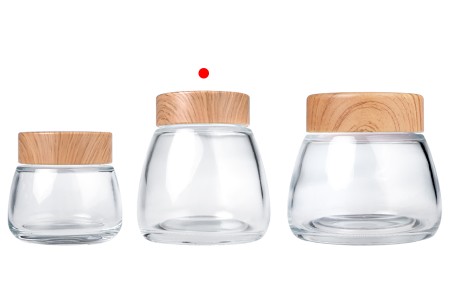 Staklena tegla 280mL sa plastičnim zatvaračem sa dezenom drveta - 6 kom-grupa_slika