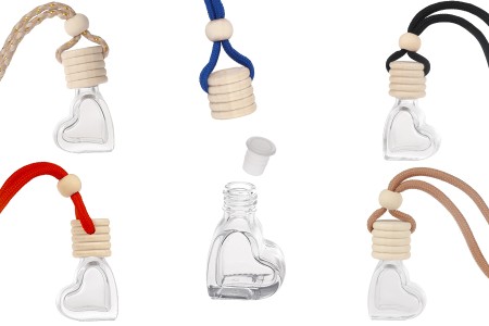 Bočica za osveživač automobila 4mL, srce sa plastičnim čepom, drvenim zatvaračem i zakačkom - 25 kom-slika_proizvoda