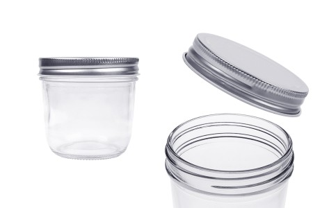 Staklena tegla 300mL sa srebrnim aluminijumskim zatvaračem - 6 kom-1