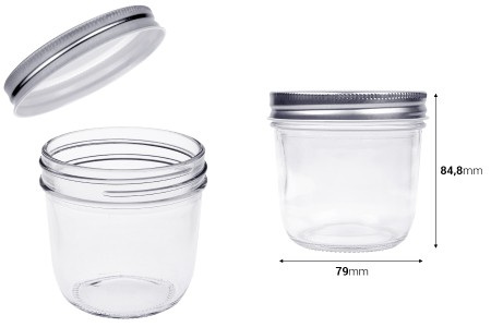 Staklena tegla 300mL sa srebrnim aluminijumskim zatvaračem - 6 kom-2