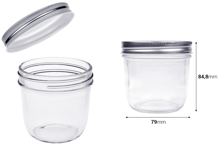 Staklena tegla 300mL sa srebrnim aluminijumskim zatvaračem - 6 kom Staklena tegla 300mL sa srebrnim aluminijumskim zatvaračem - 6 kom