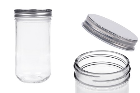 Staklena tegla 350mL sa srebrnim aluminijumskim zatvaračem - 6 kom-1