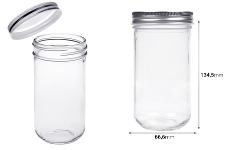 Staklena tegla 350mL sa srebrnim aluminijumskim zatvaračem - 6 kom-2