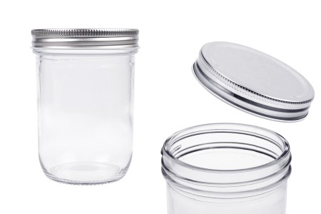 Staklena tegla 450mL sa srebrnim aluminijumskim zatvaračem - 6 kom-1