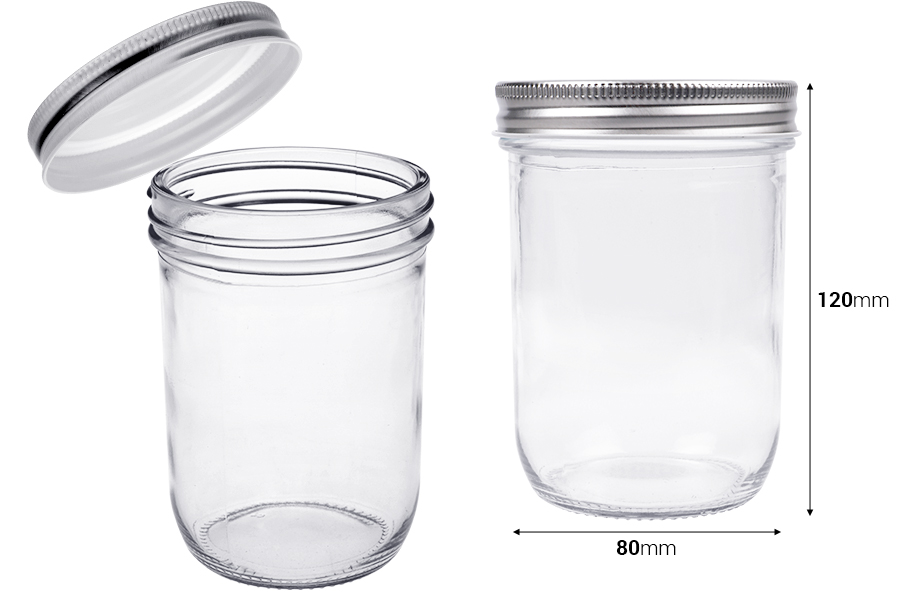 Staklena tegla 450mL sa srebrnim aluminijumskim zatvaračem - 6 kom Staklena tegla 450mL sa srebrnim aluminijumskim zatvaračem - 6 kom