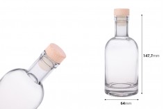 Staklena okrugla flašica od 200mL sa silikonskim čepom sa drvenom glavom