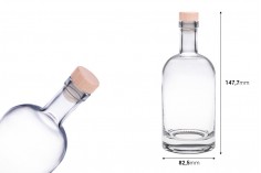 Staklena okrugla flašica od 500mL sa silikonskim čepom sa drvenom glavom