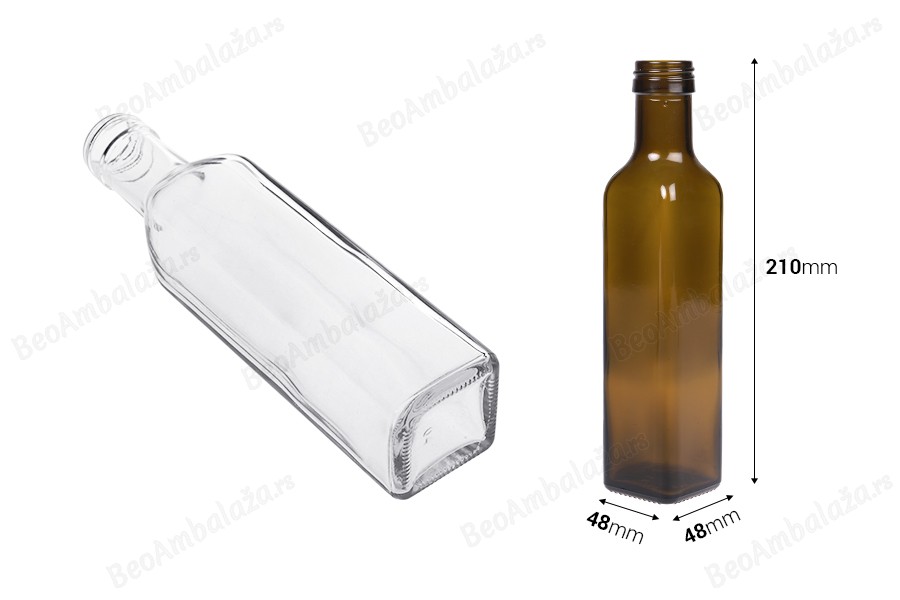Staklena flašica 250mL Marasca sa grlom PP 31.5 - 60 kom-dimenzije_slike