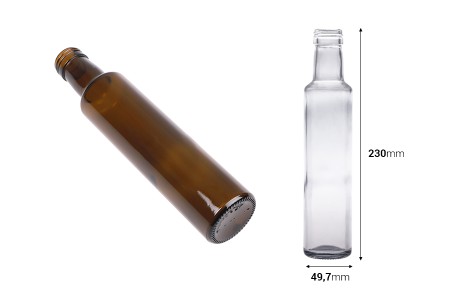 Staklena flašica 250mL Dorica sa grlom PP 31.5 - 60 kom-dimenzije_slike