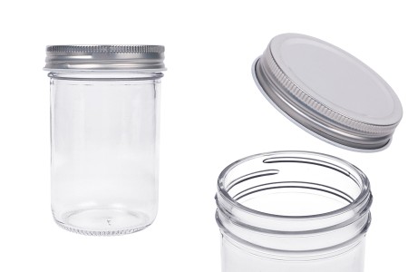 Staklena tegla 250mL sa srebrnim aluminijumskim zatvaračem - 6 kom-1