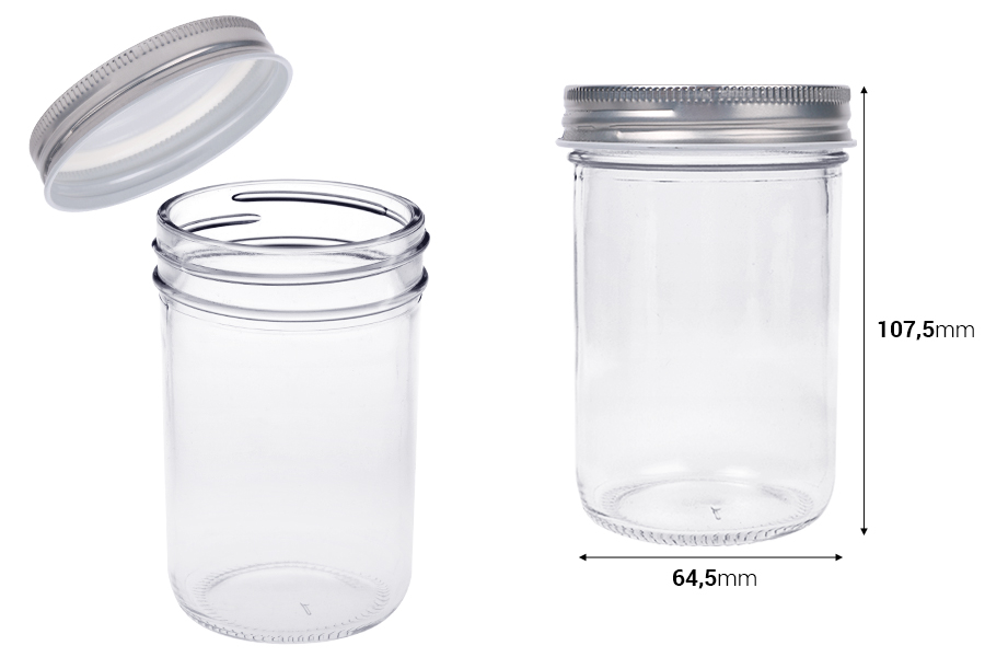 Staklena tegla 250mL sa srebrnim aluminijumskim zatvaračem - 6 kom Staklena tegla 250mL sa srebrnim aluminijumskim zatvaračem - 6 kom