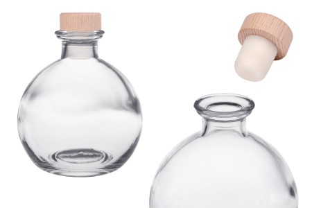 Providna staklena flaša 250mL sa silikonskim čepom sa drvenom glavom-slika_proizvoda