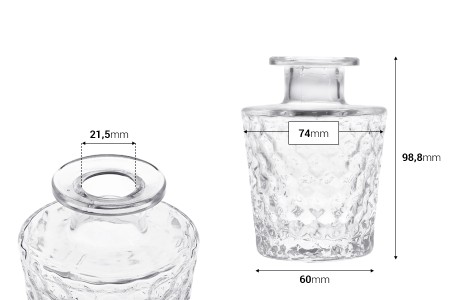 Reljefna staklena bočica 150 mL-dimenzije_slike