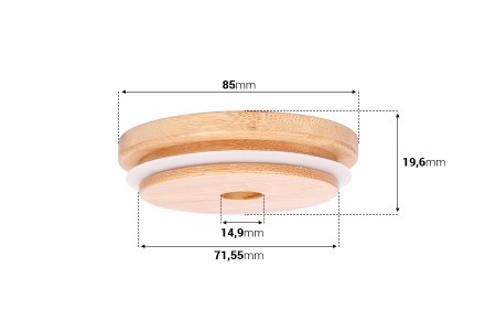 Drveni poklopac sa otvorom i gumom za tegle sa unutrašnjim prečnikom grla 70,5 mm-2