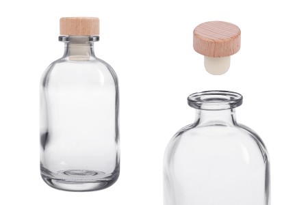 Providna staklena flašica od 250mL sa silikonskim čepom sa drvenom glavom-slika_proizvoda