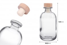Providna staklena flašica od 250mL sa silikonskim čepom sa drvenom glavom