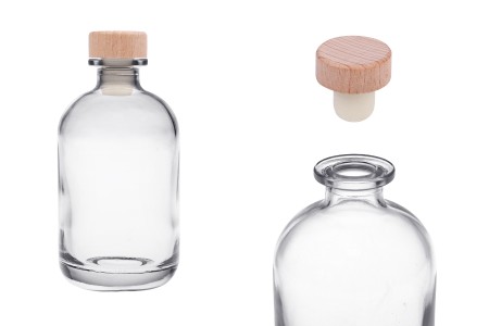 Providna staklena flašica od 375mL sa silikonskim čepom sa drvenom glavom-slika_proizvoda