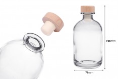 Providna staklena flašica od 375mL sa silikonskim čepom sa drvenom glavom