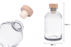 Providna staklena flaša od 500mL sa silikonskim čepom sa drvenom glavom