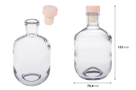 Staklena flašica od 330mL sa silikonskim čepom sa drvenom glavom-dimenzije_slike