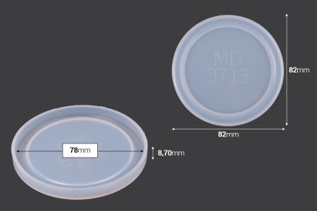 Silikonski kalup okruglog oblika, manjeg prečnika, za podmetače (prečnik 82mm)-dimenzije_slike