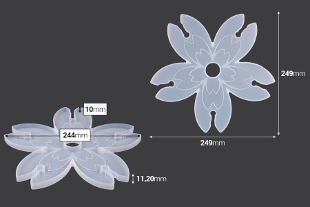 Silikonski kalup za Držač za 5 čaša u obliku cveta, za flašu-dimenzije_slike
