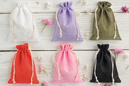 Lanene vrećice 125x175mm u više boja sa trakom - 50 kom-grupa_slika