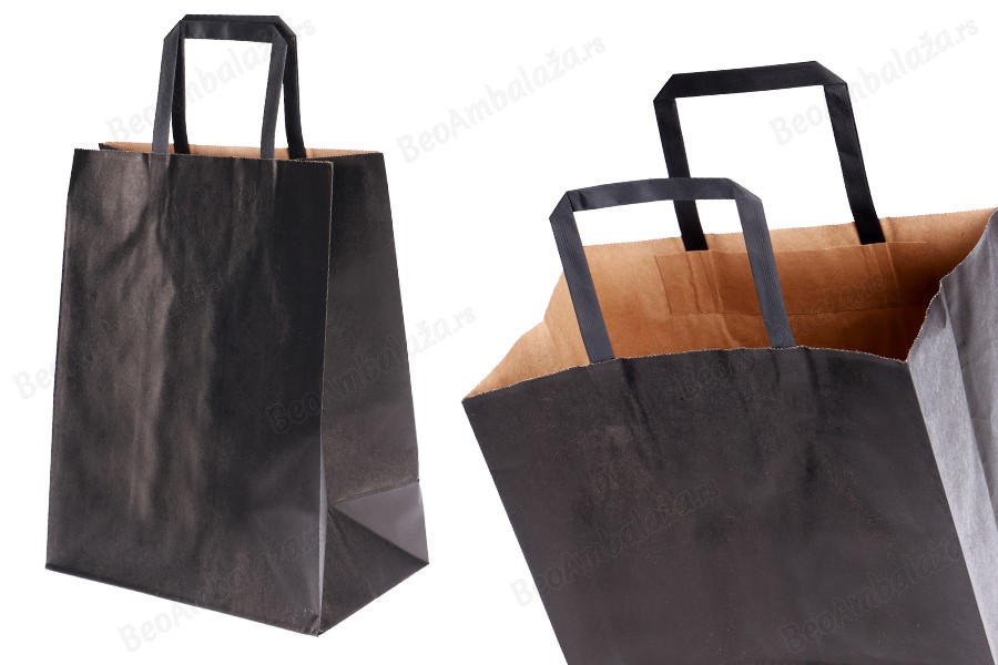 Papirna poklon kesa 240x140x300 mm u crnoj boji sa ručkom - 12 kom-slika_proizvoda