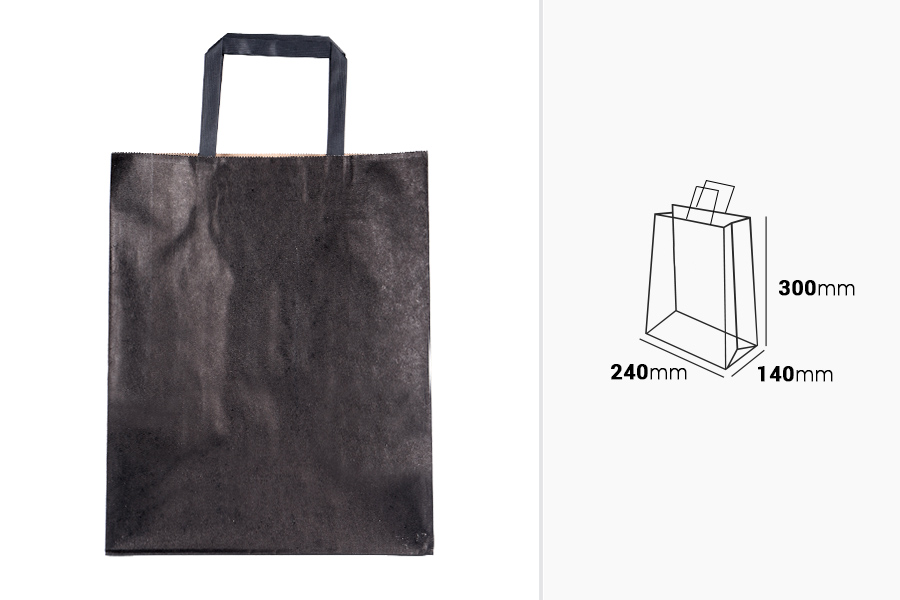 Papirna poklon kesa 240x140x300 mm u crnoj boji sa ručkom - 12 kom Papirna poklon kesa 240x140x300 mm u crnoj boji sa ručkom - 12 kom