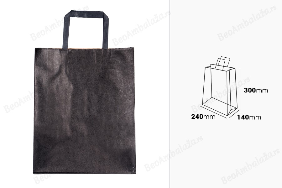 Papirna poklon kesa 240x140x300 mm u crnoj boji sa ručkom - 12 kom-dimenzije_slike