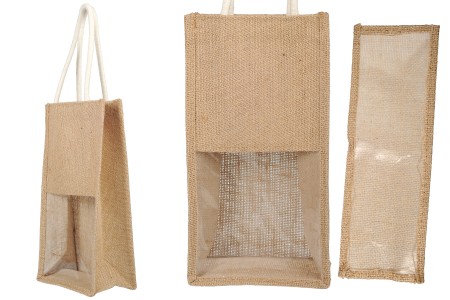 Ekološka torba za 2 vinske boce, sa ručkom i prozorom - 5 kom-slika_proizvoda