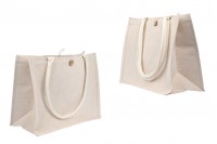 Torba - ceger za kupovinu od pamuka i jute (320-350 g/m2) sa ručkom i unutrašnjim džepom